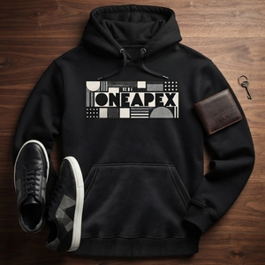 Sweat-shirt à capuche noir pour homme OneApex, imprimé géométrique, streetwear décontracté, coupe classique, coton tricoté, vêtements d'automne - Product Image 6