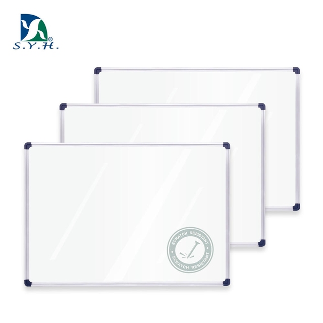 SYH Porcelain Enamel Magnetic Dry Erase Whiteboard Wall Mounted Aluminum Frame Hidden Hook 90x120cm Single Sided Office School