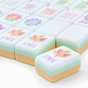 <b>Resin</b> <b>Crafts</b> Mehjong American Travel Acrylic Mini Mahjong Tiles Custom Color Engraving Foldable Eco-Friendly Durable Indoor - Product Image 1