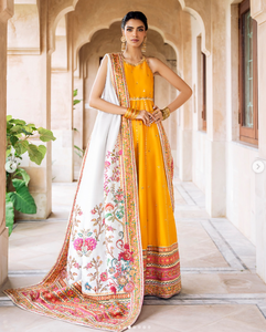 <b>Yellow</b> Silk Salwar Kameez With Gold Embroidery Traditional Indian Wedding Outfit For Women Floor-Length Regular floor - Product Image 4