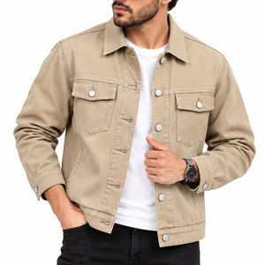 Veste en jean à col rabattu et fermeture boutonnée pour homme, manches longues, style décontracté moderne, coupe ample - Product Image 1