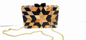 Custom Made Eco-Friendly Hand-<b>painted</b> Waterproof Resin Clutches Brass Handles Diamond Accents Open Closure <b>Stone</b> Zipper - Product Image 5