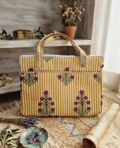 Sac fourre-tout en coton matelassé à fleurs vintage, fait main, pour femmes, avec fermeture éclair, chaînes, multifonctionnel, pour le shopping, les voyages, la plage - Product Image 2