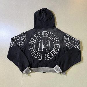 Sweat-shirt à capuche brodé Valley Dreams, coupe courte, fermeture éclair sur le devant, motif de dessin animé, unisexe, surdimensionné, décontracté, tricoté pour l'automne - Product Image 3
