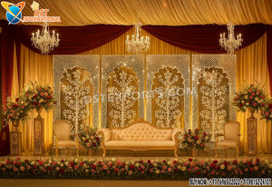 Escenario de Boda Estilo Palacio en Tendencia, Decoración de Espejos Blancos Reales, Escenario de Boda con Pilares Jharokha Tallados, Precio de Fábrica, EE. UU. - Product Image 5