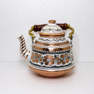 Decorative Copper <b>Tea</b> Kettle Handmade Turkish Teapot Enamel Painted Wooden Handle Hotel Restaurant Wholesale Manufacturer - Product Image 2