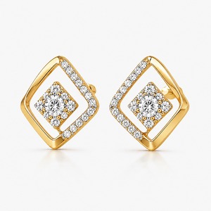 Pendientes de Oro Blanco con Diamantes de Corte Brillante, Joyería de Boda para Mujer, Engaste de Garra, Microincrustaciones, Baño de Rodio, Lujo Moderno - Product Image 4