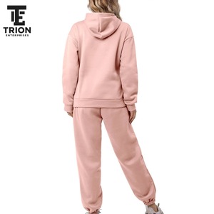 Ensemble de survêtement pour femme en coton épais, deux pièces, uni, respirant, avec sweat à capuche oversize - Product Image 4