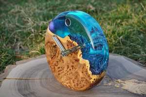 Pophorizon Handcraft Luxury Custom Size Color Wood Resin Clock Olive Wood <b>Table</b> Clock Wooden <b>Epoxy</b> <b>Tables</b> Clock - Product Image 6