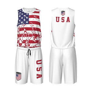 Uniforme de Baloncesto con Diseño de la Bandera de Estados Unidos para Hombres Adultos, Conjunto Deportivo de Entrenamiento - Product Image 1