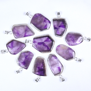 Nouveauté : Pendentif en argent sterling 925 plaqué, améthyste trapiche naturelle de forme fantaisie, pour femme, bijoux tendance - Product Image 5