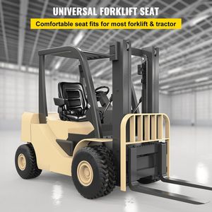 Sedile Universale Regolabile per Trattore/Carrello Elevatore da 6 pollici/150 mm in PVC con Braccioli e Cintura di Sicurezza, Nero, Pieghevole - Product Image 2