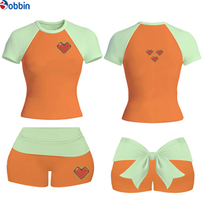 Conjuntos de Ropa de Verano para Mujer, Estilo Urbano, Deportivos, Informales, con Lazo, de Manga Corta, Diseño Moderno y Popular - Product Image 4