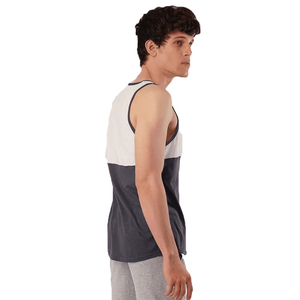 Camiseta sin Mangas Casual para Hombre, Diseño Colorblock, Ligera, Cuello Redondo, en Color Crema y Gris, Ideal para el Verano - Product Image 5