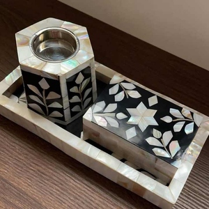 เตา bakhoor ประดับมุกโมเสคสไตล์อาหรับกลางสไตล์แม่ของไข่มุก - Product Image 5