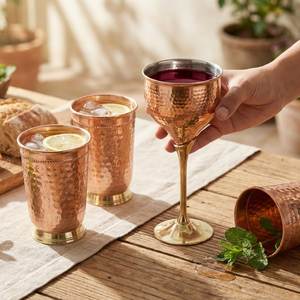 Gobelets en cuivre de qualité export, fournisseur en gros, fabricant, personnalisation du logo, articles de boisson réutilisables et durables - Product Image 3
