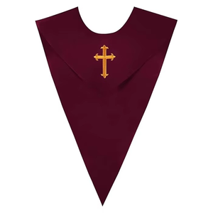 Étole de chœur unisexe en forme de V pour adultes, en satin de couleur riche, avec croix, pour uniforme de remise des diplômes scolaire et d'église, logo personnalisé, taille personnalisée - Product Image 1