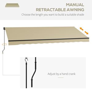 Tenda da Sole Retrattile Beige 16 X 10, 280gsm Resistente ai Raggi UV, Riparo Parasole per Terrazza, Balcone, Giardino - Product Image 4