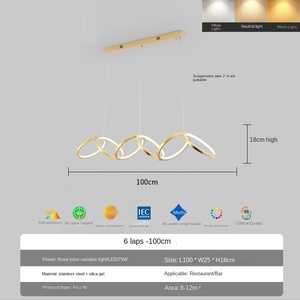 Lámpara de Techo Moderna y Sencilla de Acero Inoxidable con LED Regulable para Bar, Comedor, Restaurante, Estilo Minimalista de Lujo con Forma Alargada - Product Image 5