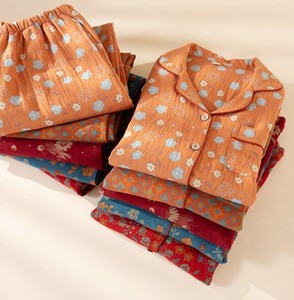 Women's 100% Cotton Floral Printed Long Sleeve Pajama Set Turn-down Collar Full Length Soft <b>Woven</b> Sleepwear Spring Classic Style - Product Image 2