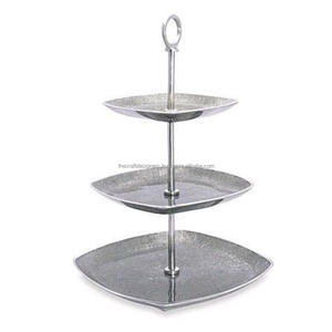 Soporte redondo de acero inoxidable estilo pedestal para platos y pasteles, ideal para eventos, fiestas y decoración de mesas. - Product Image 5