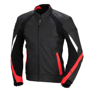 OEM Factory Men Motorbike Riding Jacket Genuine Leather Outerwear Zipper Front Protective <b>Padding</b> for Racing Use Summer - Product Image 3