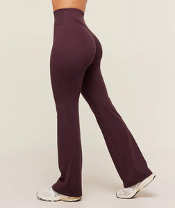 Custom Wholesale Premium Seamless Womens Fitness <b>Leggings</b> Breathable Knitted High Waist Sportswear Yoga Solid <b>Flared</b> Leg - Product Image 3