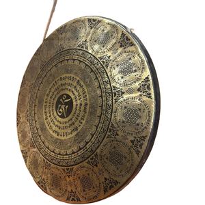 Estilo tradicional nepalí tallado Gong artesanía decorativa de Metal para Yoga meditación curación campana de canto con tema de budismo - Product Image 1