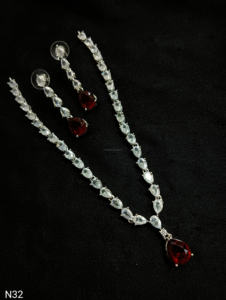 Conjunto de joyería nupcial de diamante americano clásico, collar y pendientes de dos piezas para boda, estilo clásico de moda - Product Image 2