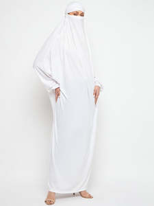 Nouvelle Abaya Blanche à Capuche 2026 pour Femme, Manches Longues, Longueur Ras du Sol, Vêtement Islamique Modeste, Coton Respirant, Tenue de Prière Moyen-Orient - Product Image 1
