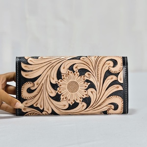 Bolso de Mano de Cuero Genuino para Mujer, Diseño Floral, con Herrajes Decorativos, Antirrobo, Nueva Llegada - Product Image 2
