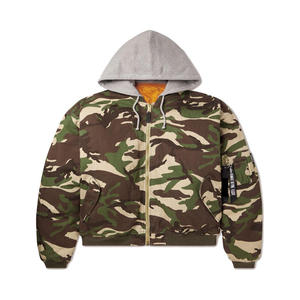 OEM Custom Winter Waterproof Breathable Oversized Camouflage Cotton Twill <b>Camo</b> Hooded Reversible Bomber <b>Jacket</b> for Men - Product Image 1