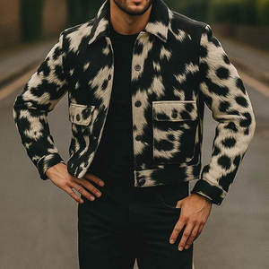 เสื้อแจ็คเก็ตผู้ชายขายส่งคุณภาพสูง แจ็คเก็ตหนังวัวแท้ แฟชั่นเสื้อแจ็คเก็ตหนังวัวสำหรับผู้ชาย ผลิตตามสั่ง เสื้อแจ็คเก็ตฤดูหนาวสำหรับผู้ชาย - Product Image 1