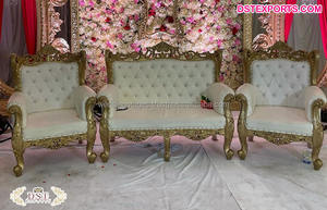 Conjunto de sofás de estilo clásico Maharaja para boda, conjunto de sofás de estilo indio, con revestimiento de oro real, para boda - Product Image 4