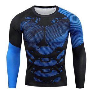 High Quality Wholesale 2 Pieces Breathable Print Sportswear Set Men Running Training <b>Tights</b> Compression Fitness Suit Latest - Product Image 2