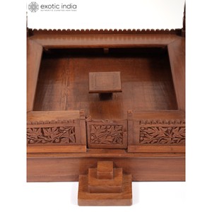 Jarrón de pedestal tradicional indio hecho a mano con madera de nogal |   Venta al por mayor - Product Image 1
