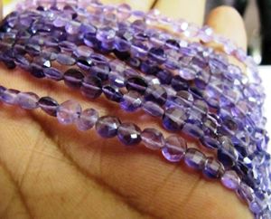 Perles d'améthyste naturelle facettées en forme de pièce de monnaie, 6 mm, vendues par brin de 8 pouces de long, améthyste africaine. - Product Image 2