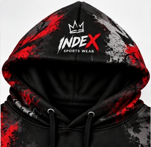 Index Men's Hooded Sweatshirt Full Print Streetwear Black <b>Red</b> Crown Design Regular Fit Autumn Breathable Polyester <b>Hoodie</b> - Product Image 3