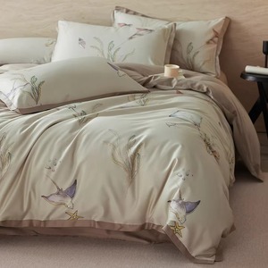 Ensemble de couette en coton à motif marin moderne, 3 pièces, respirant, pour la maison - Product Image 1