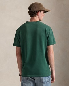 Camiseta de algodón de manga corta con cuello redondo para hombre, color verde, corte regular, informal, de color sólido, tejido de punto. - Product Image 4