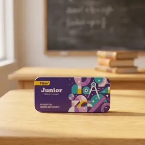 Fournisseur en gros de la boîte de géométrie VIKAS Junior, ensemble complet d'instruments mathématiques pour les élèves, apprentissage de la géométrie et du dessin - Product Image 2