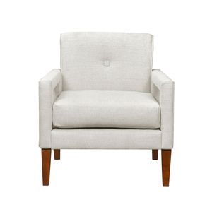 Poltrona Moderna 1 Pezzo per Soggiorno, Rivestimento in Ciniglia Beige con Molle Insacchettate, Gambe in Legno Massello, Arredamento - Product Image 2
