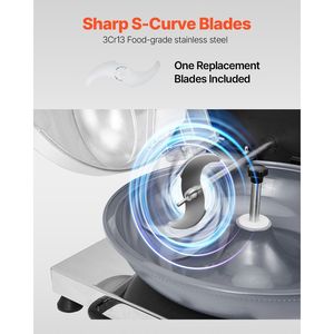 Procesador de Alimentos de Acero Inoxidable de Grado Alimenticio de 3000 RPM con Cuchilla en Forma de S, Picador de Vegetales Multifunción - Product Image 5