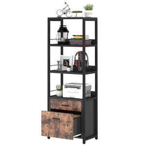 Étagère à 4 niveaux en panneaux de bois de style post-moderne avec tiroir pour la maison, les villas, le salon, les chambres à coucher, rangement avec tiroir - Product Image 1