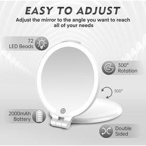 Specchio per Trucco Portatile Ricaricabile 1X/10X con Luce, Interruttore Touch e Luminosità Regolabile, Specchio da Viaggio per Ritocchi in Movimento - Product Image 5