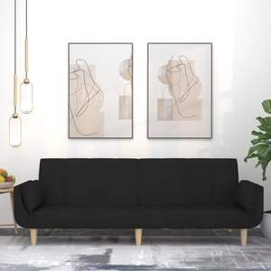 โซฟาเบดสีดำ 2 ที่นั่ง โพลีเอสเตอร์ 100% พร้อมโฟมไม้ ดีไซน์หรูหรา - Product Image 1