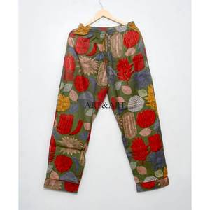 ชุดนอนผ้าฝ้ายแขนยาวสำหรับผู้หญิง ลายดอกไม้พิมพ์ลายทำมือ สวมใส่สบายๆ ในฤดูร้อน - Product Image 2