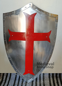 Escudo Templario Medieval Hecho a Mano de Alta Calidad, Diseño de Cruz Roja, Acero Suave, para Reenactment, Decoración de Fiesta de Halloween, Regalo - Product Image 6