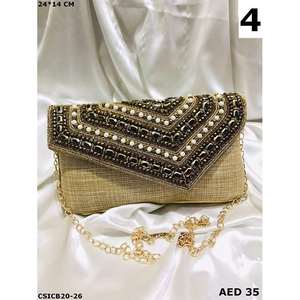 Sac de soirée de créateur de luxe pour femmes nouveau Style luxe véritable pochette sac à main indien mariée brodé pochette sacs à main - Product Image 3