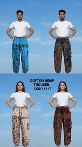 100% Pure Cotton Breathable Eco-Friendly Washed Vintage <b>Trousers</b> Elastic Waist <b>Lightweight</b> Durable High Waist Loose Fit Full - Product Image 4